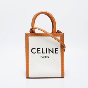 Celine Shoulder Bag Mini Vertical Cover Logo Tote Canvas